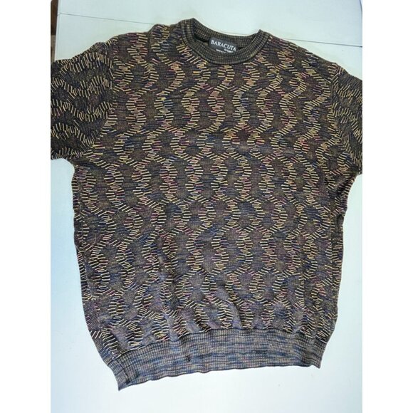 Baracuta by Tundra 90s Y2K Coogi Style 3D Knit Sweater Size XXL Hip Hop Cosby - Picture 2 of 12
